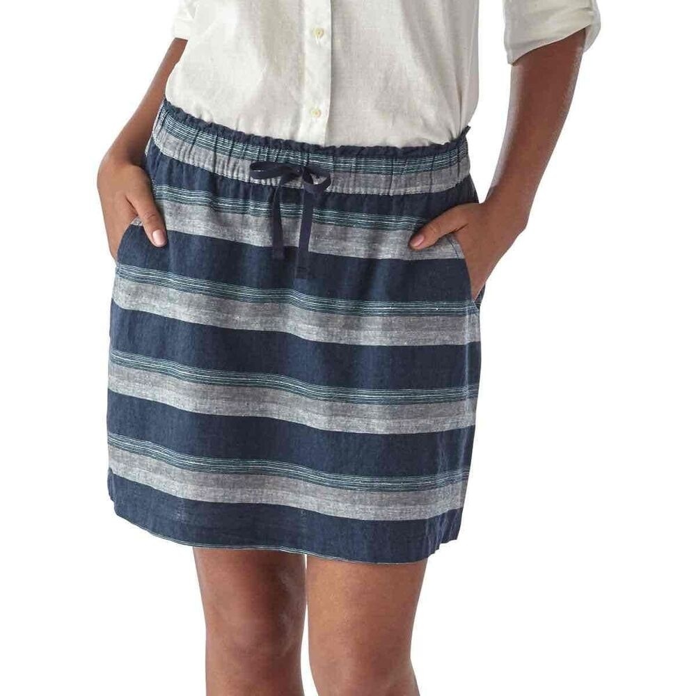 Patagonia Blue Striped Island Hemp Skirt Size Small